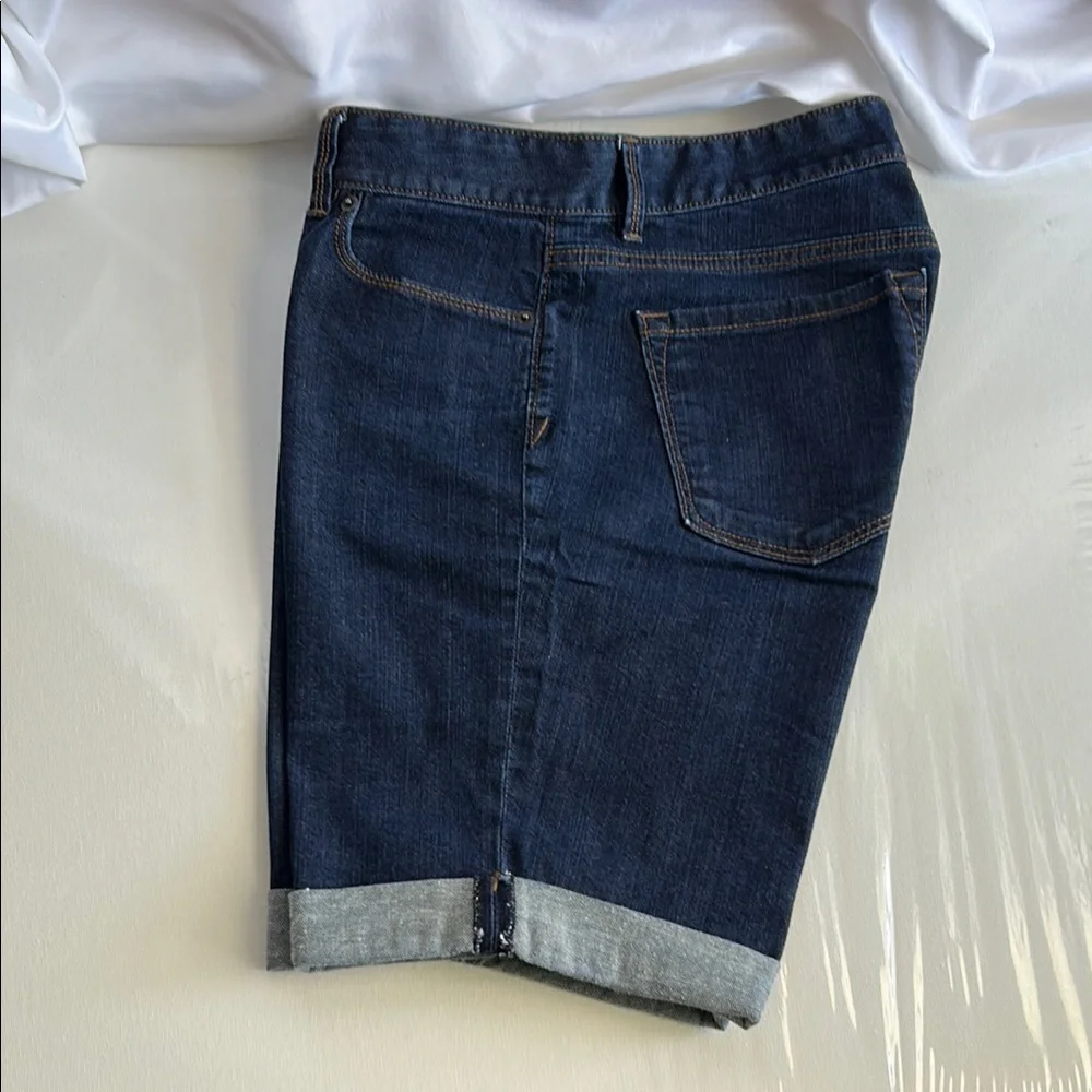 LOFT Blue Jean Shorts with Cuffed Hems